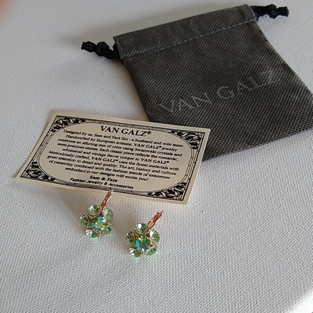 SWAROVSKI Chrysolite- Green / Rose Gold/ EARRINGS - Picture 1 of 4